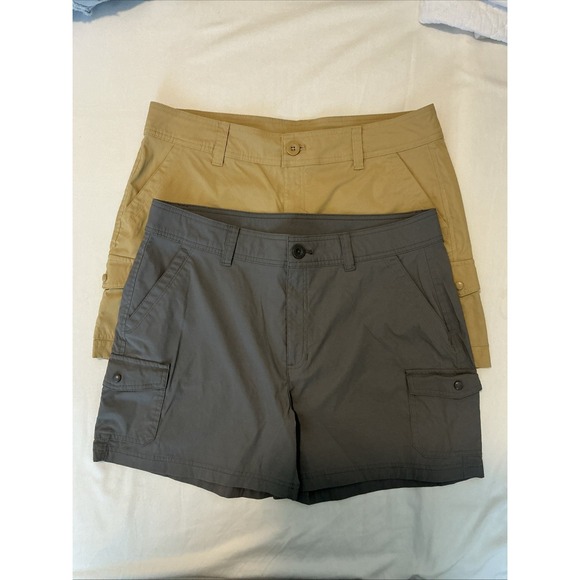Eddie Bauer Pants - 2 Eddie Bauer Womens Cargo Hiking Golf Shorts Sz 14 Gray Khaki